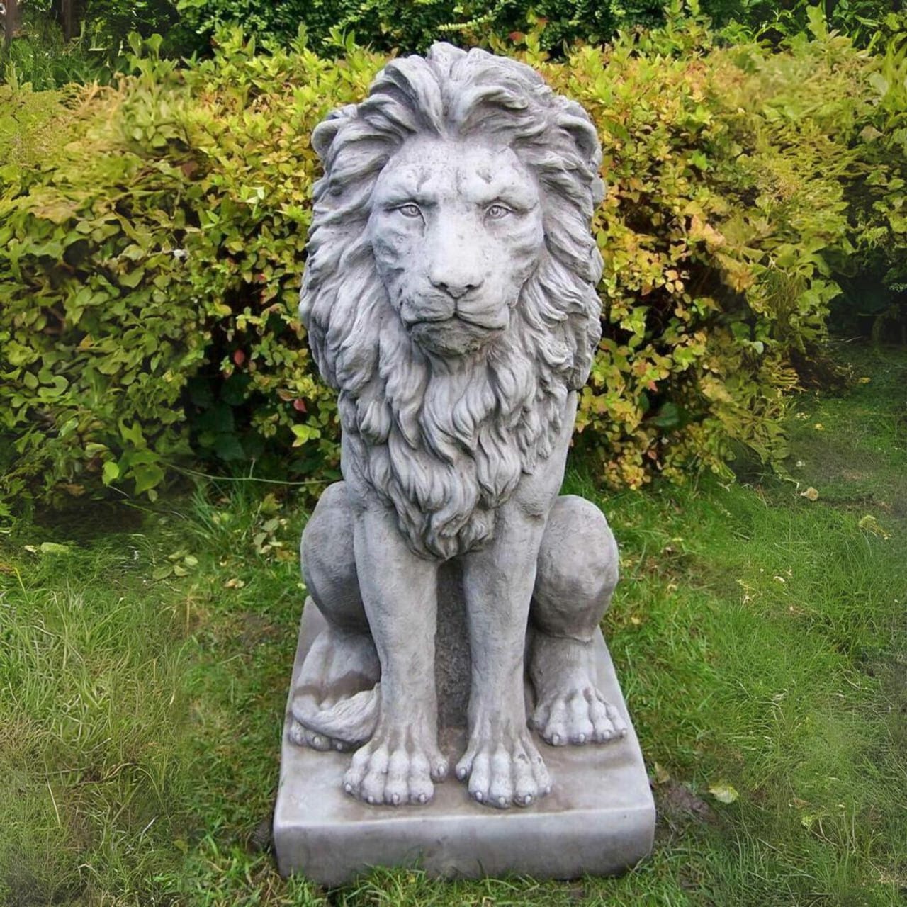 Pair Large Proud Lions Heavy Stone Cast Garden Statues by DGS UK 330KGS Royalcart