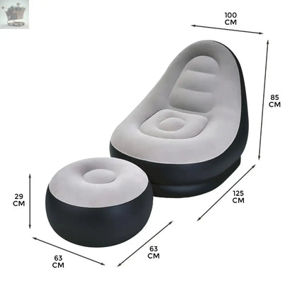 INFLATABLE DELUXE LOUNGER OTTOMAN COUCH FOOT STOOL SEAT WITH AIR PUMP Royalcart