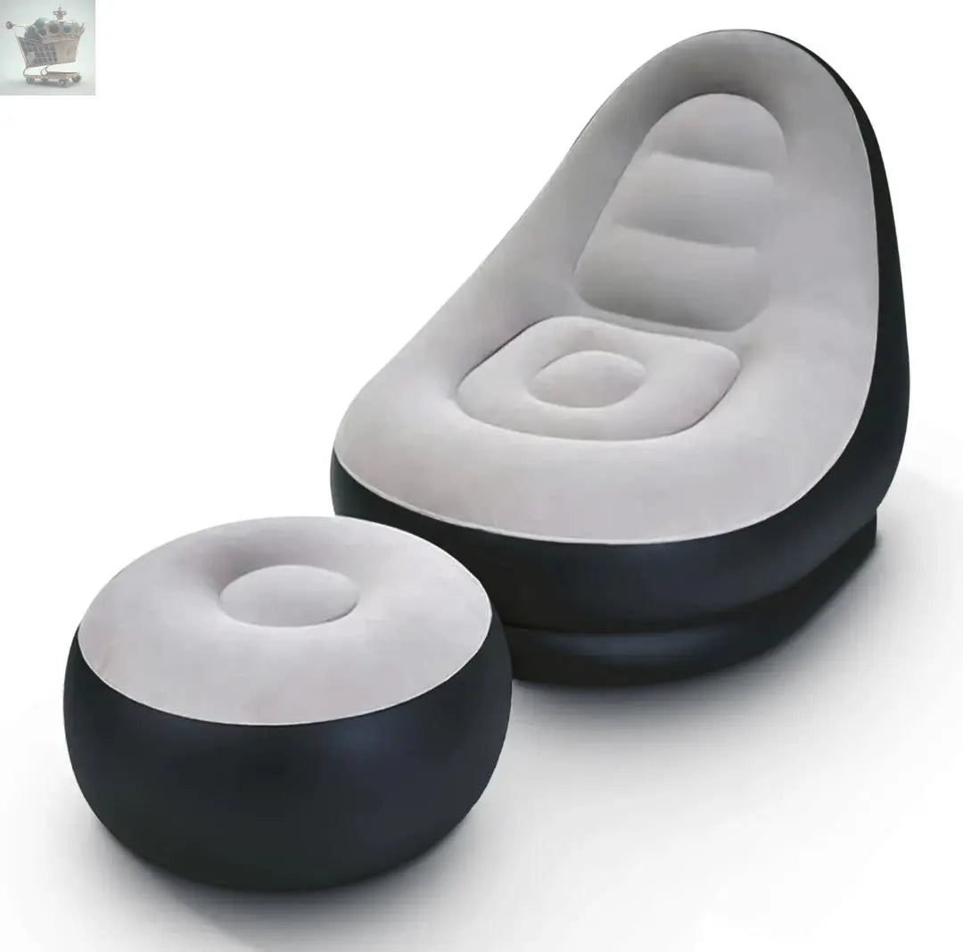 INFLATABLE DELUXE LOUNGER OTTOMAN COUCH FOOT STOOL SEAT WITH AIR PUMP Royalcart