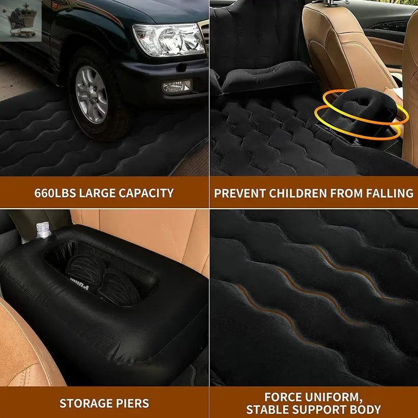 Inflatable Car Air Bed With 2 Pillows Royalcart