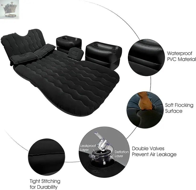 Inflatable Car Air Bed With 2 Pillows Royalcart