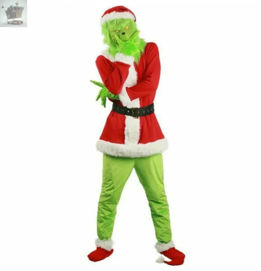 Kids Christmas The Grinch Costume Cosplay Santa Fancy Mask Outfit Dress UK Royalcart