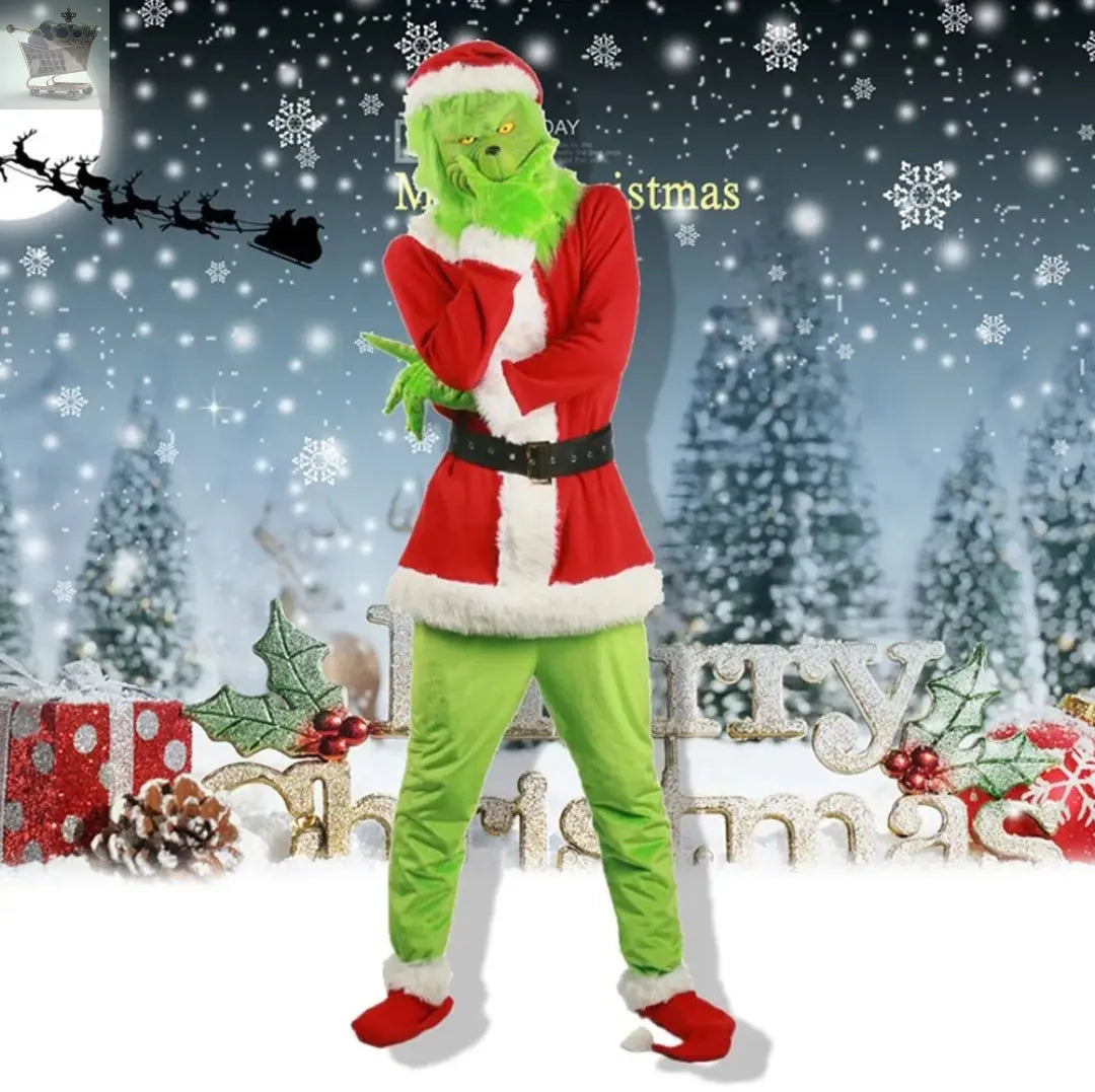 Kids Christmas The Grinch Costume Cosplay Santa Fancy Mask Outfit Dress UK Royalcart