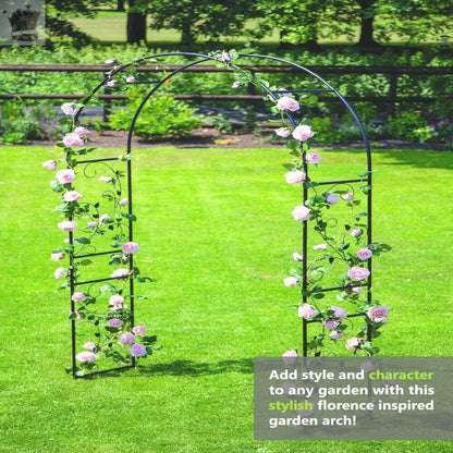 LARGE 2.4M HEAVY DUTY METAL GARDEN ARCH STRONG ROSE CLIMBING PLANTS SUPPORT Royalcart