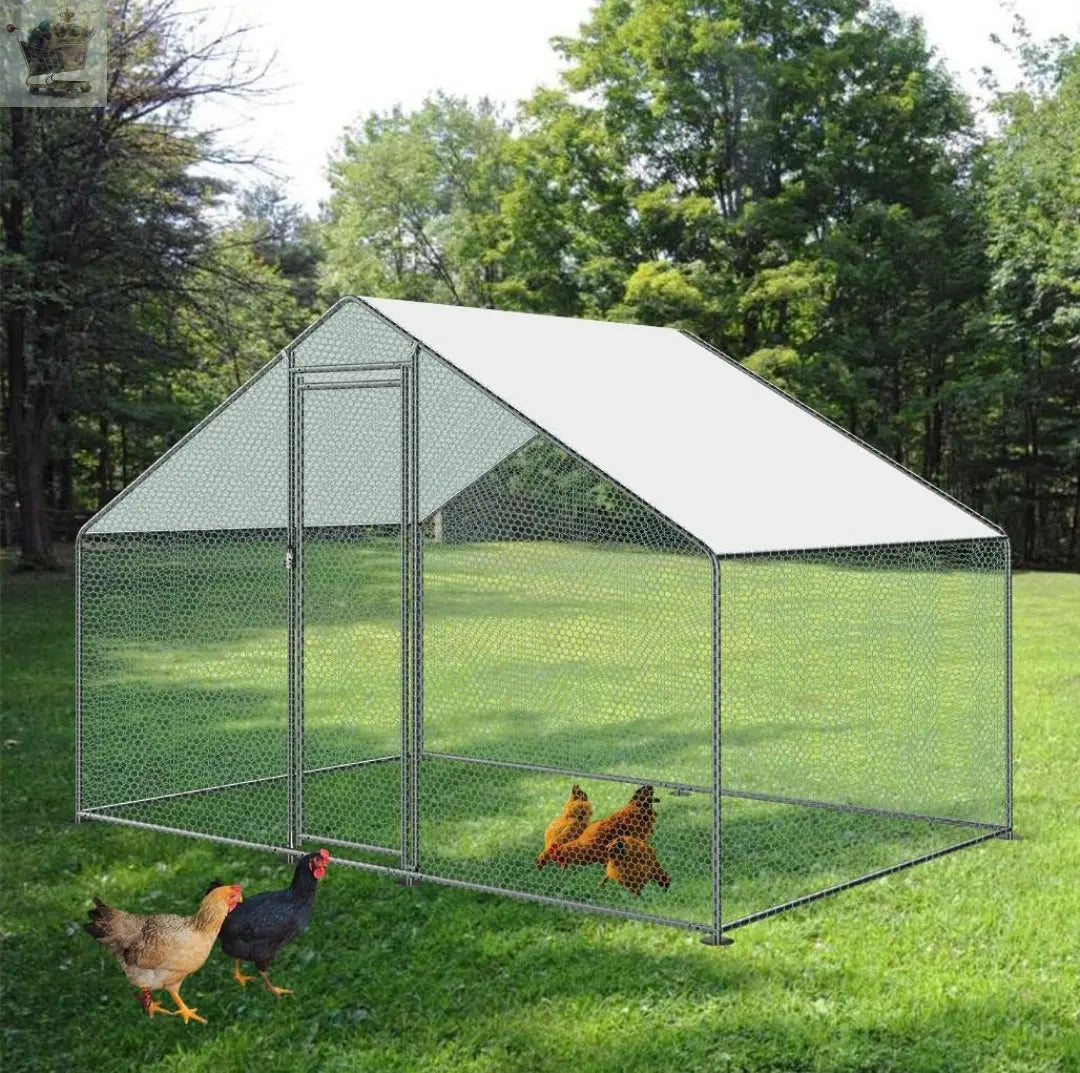 LARGE OUTDOOR METAL WALK IN CHICKEN HEN POULTRY DOG RABBIT COOP RUN CAGE PEN Royalcart