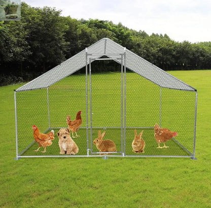 LARGE OUTDOOR METAL WALK IN CHICKEN HEN POULTRY DOG RABBIT COOP RUN CAGE PEN Royalcart