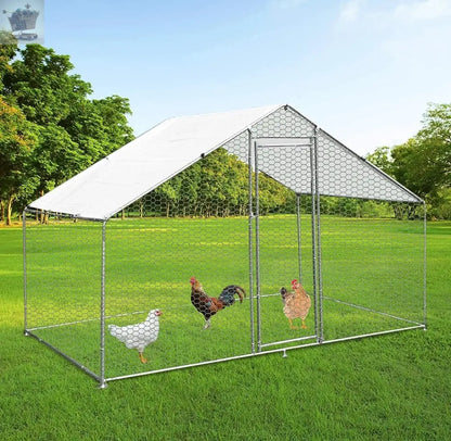 LARGE OUTDOOR METAL WALK IN CHICKEN HEN POULTRY DOG RABBIT COOP RUN CAGE PEN Royalcart