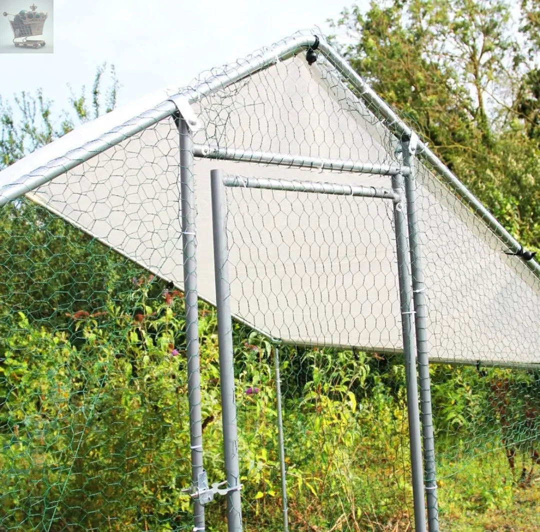 LARGE OUTDOOR METAL WALK IN CHICKEN HEN POULTRY DOG RABBIT COOP RUN CAGE PEN Royalcart