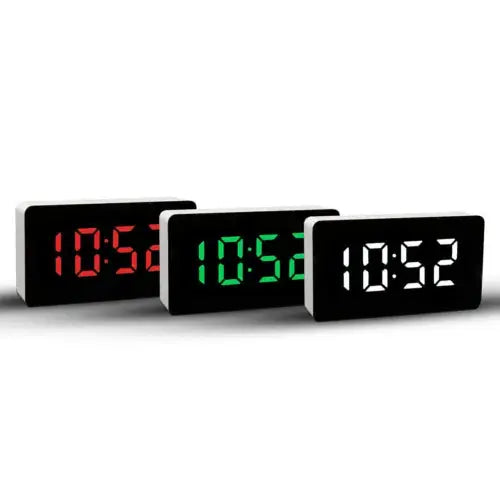 LED Electric Digital Alarm Clock Mains Battery Mirror Temperature Royalcart