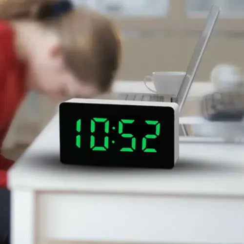 LED Electric Digital Alarm Clock Mains Battery Mirror Temperature Royalcart