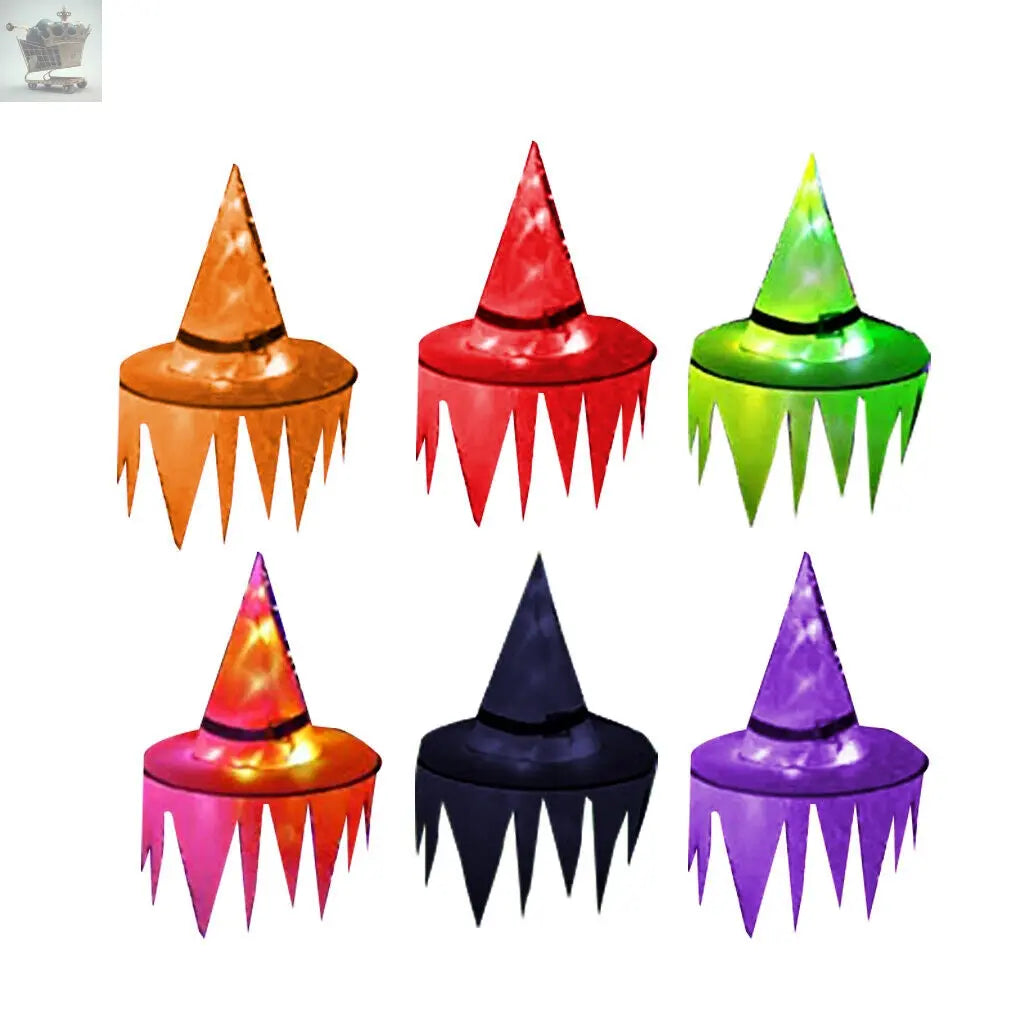 6x Halloween Party Decoration Witch Hats W/ LED Light Royalcart