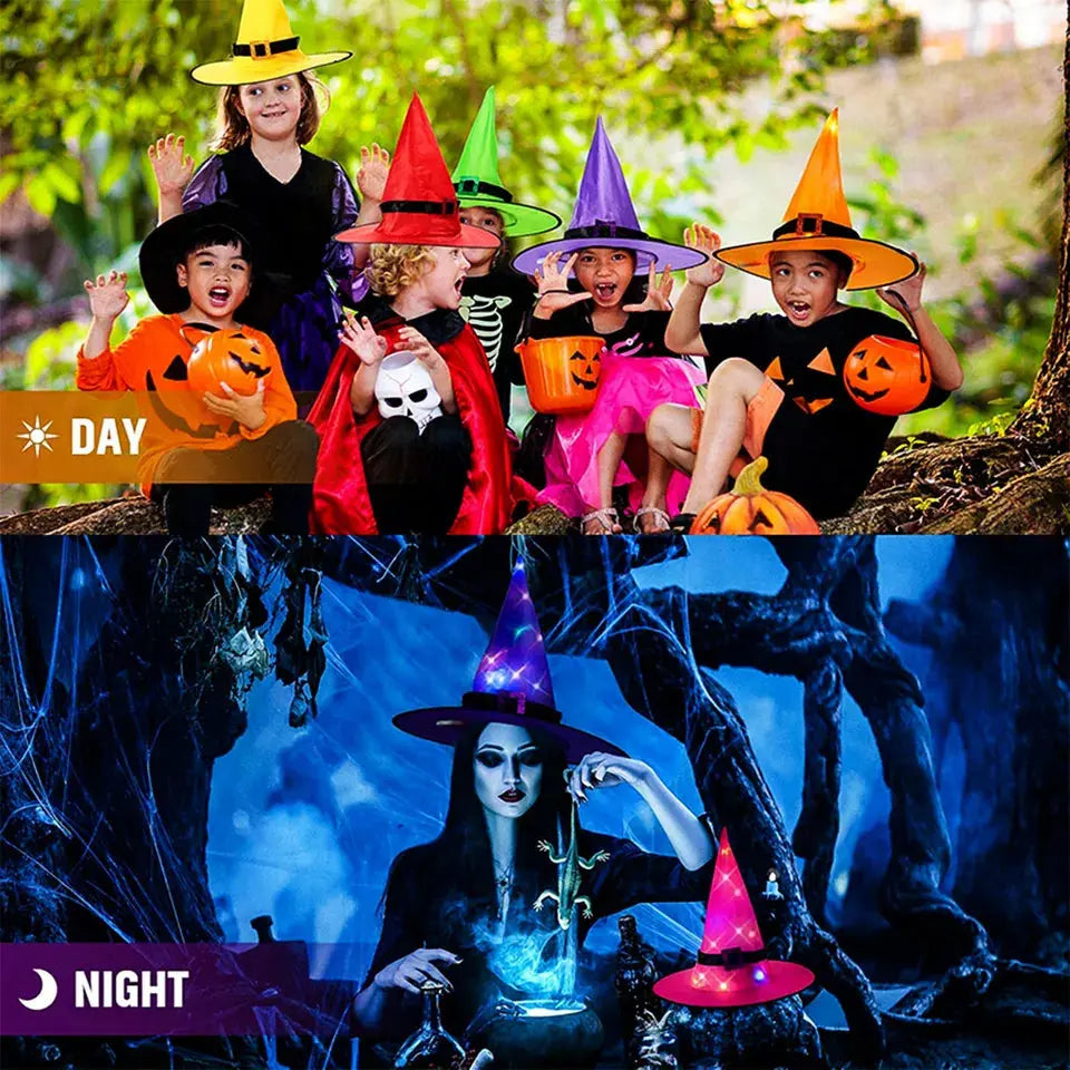 6x Halloween Party Decoration Witch Hats W/ LED Light Royalcart