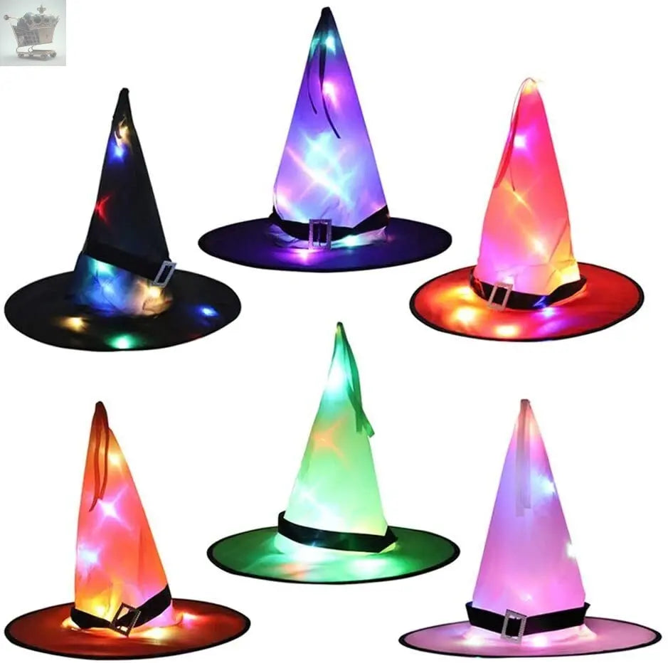 6x Halloween Party Decoration Witch Hats W/ LED Light Royalcart