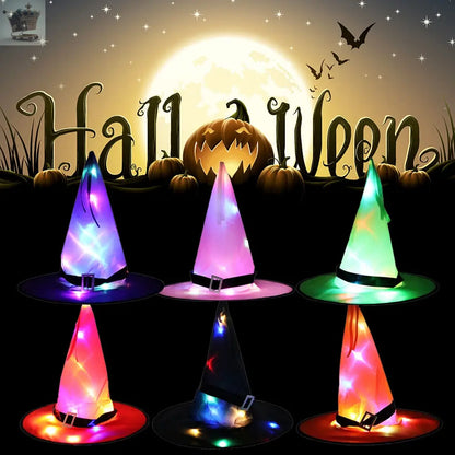 6x Halloween Party Decoration Witch Hats W/ LED Light Royalcart