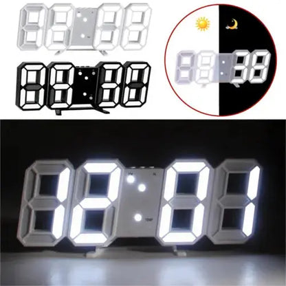 LED Night Wall Clock 3D Digital Alarm Watch Display Temperature Modern USB Home Royalcart