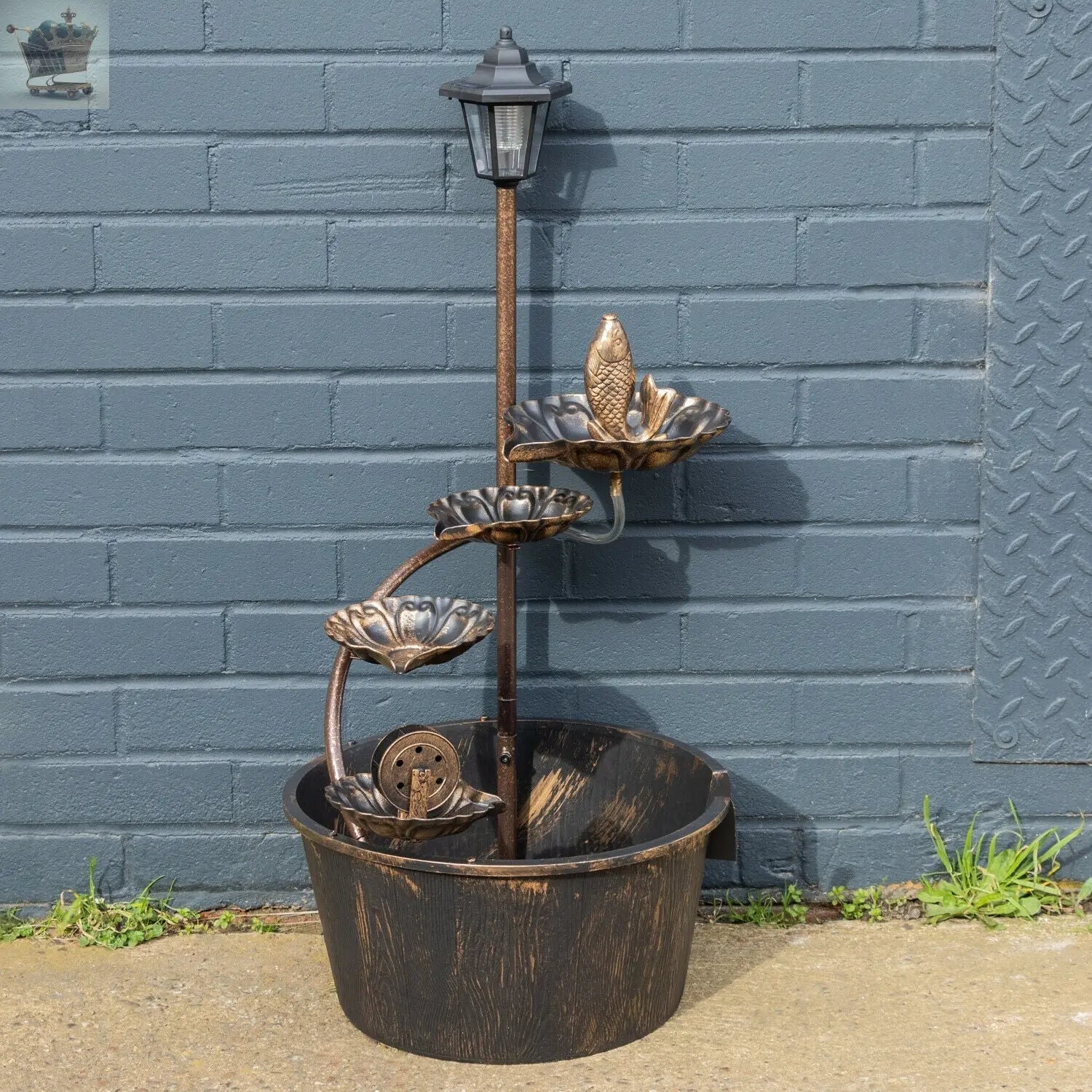 Water Fountain/Feature with 40W Solar Powered Light/Lamp, Mains Powered Royalcart