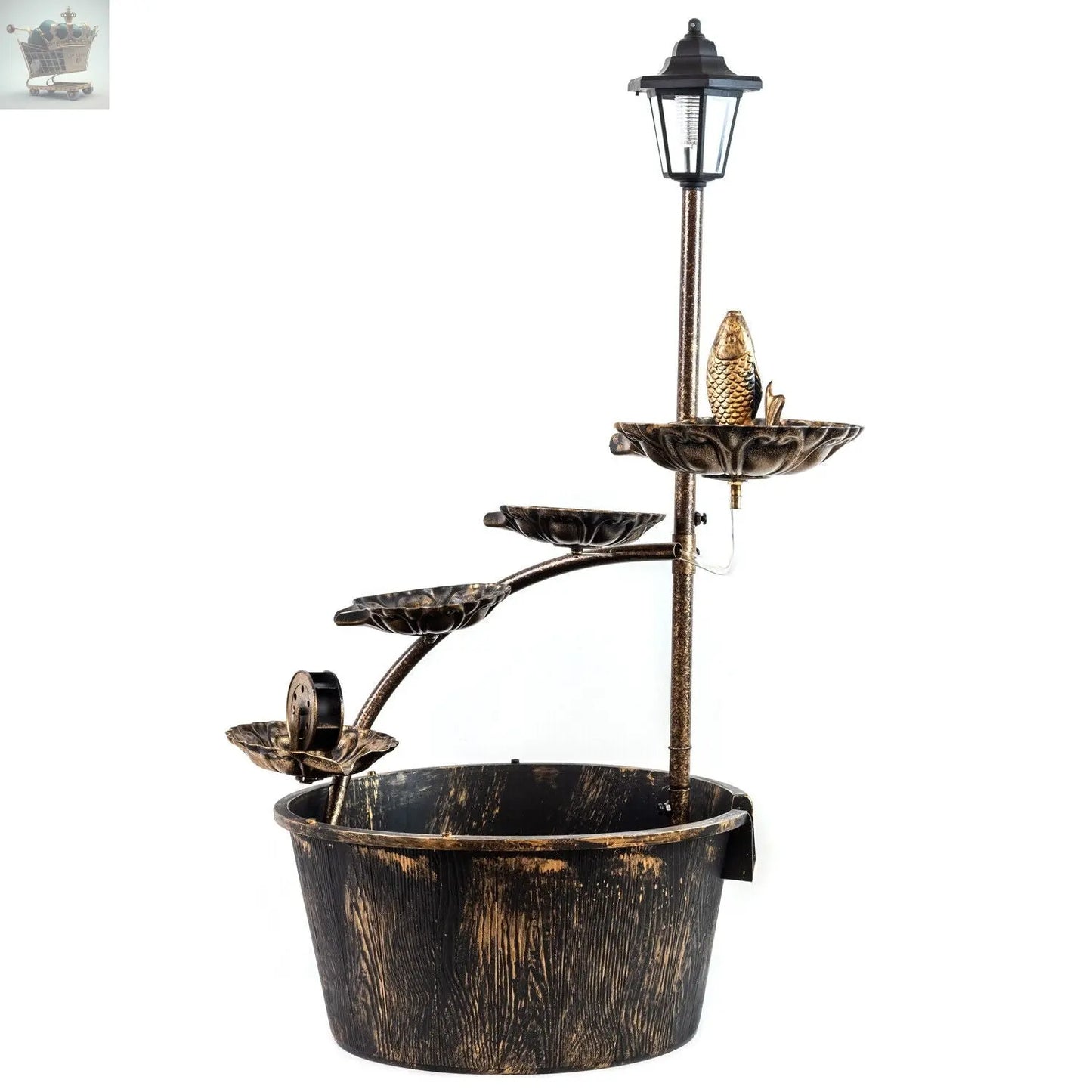 Water Fountain/Feature with 40W Solar Powered Light/Lamp, Mains Powered Royalcart