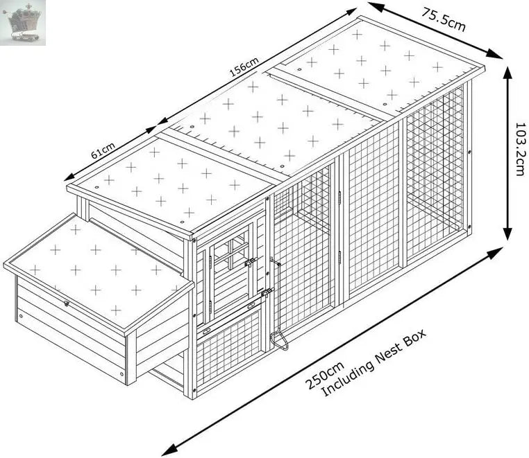 Large 8ft Chicken Coops Large Chicken Coop Hen House Ark Poultry Run Nest Box Rabbit Hutch Suitable For Up To 4 Birds - Integrated Run & Cleaning Tray & Innovative Locking Mechanism Royalcart