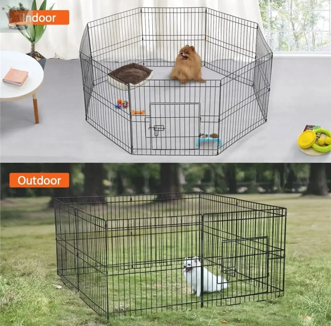 8 Panel Metal Dog Playpen Foldable Puppy Exercise Pen Pet Fence for Medium/Large Animals Royalcart