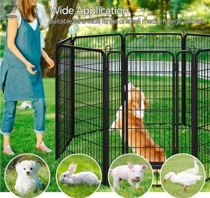 8 Panel Metal Dog Playpen Foldable Puppy Exercise Pen Pet Fence for Medium/Large Animals Royalcart