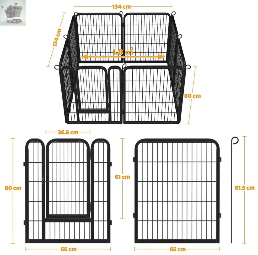 8 Panel Metal Dog Playpen Foldable Puppy Exercise Pen Pet Fence for Medium/Large Animals Royalcart