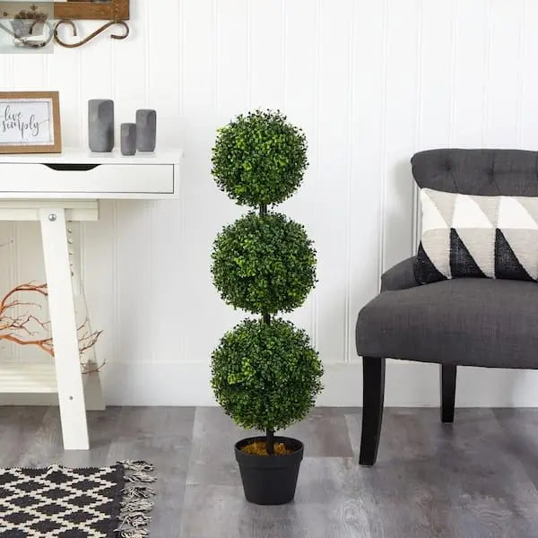 Large Artificial Topiary Tree Potted Fake Indoor Plant Home Decor 3 Trio Balls Royalcart