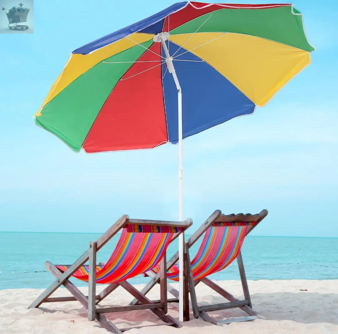 Large Garden Beach Patio Tilt Umbrella Parasol Sun Shade UPF UV Protection Tilting Royalcart