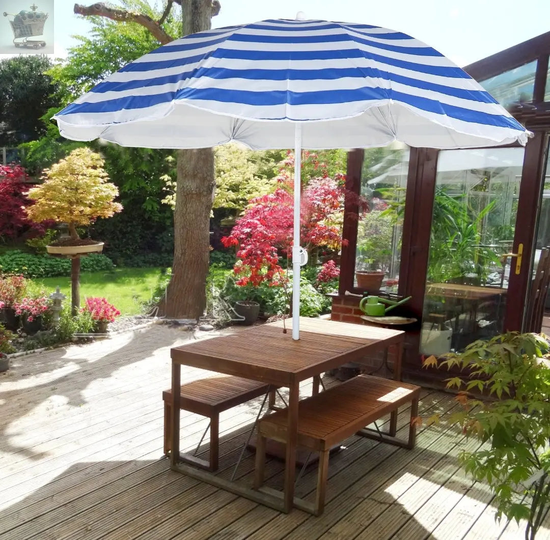 Large Garden Beach Patio Tilt Umbrella Parasol Sun Shade UPF UV Protection Tilting Royalcart