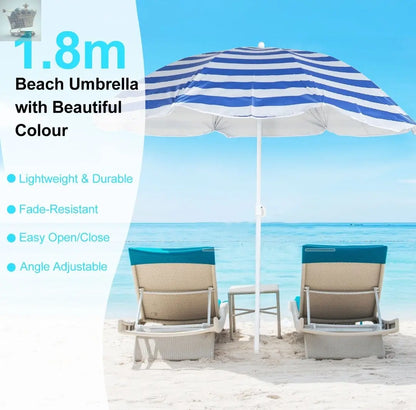 Large Garden Beach Patio Tilt Umbrella Parasol Sun Shade UPF UV Protection Tilting Royalcart