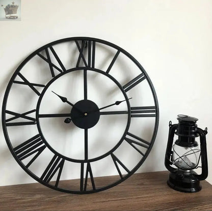 Large Outdoor Garden Wall Clock Big Roman Numerals Giant Open Face Metal 40CM Royalcart