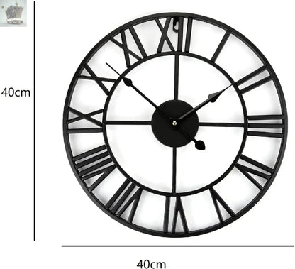 Large Outdoor Garden Wall Clock Big Roman Numerals Giant Open Face Metal 40CM Royalcart