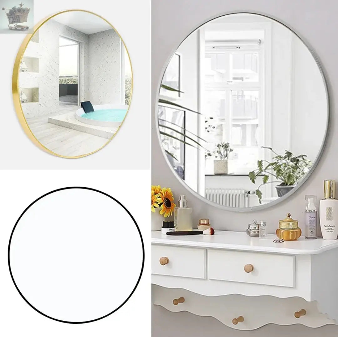 Large Round Wall Mounted Mirror Bathroom Bedroom Makeup Dressing Mirror Circle Royalcart