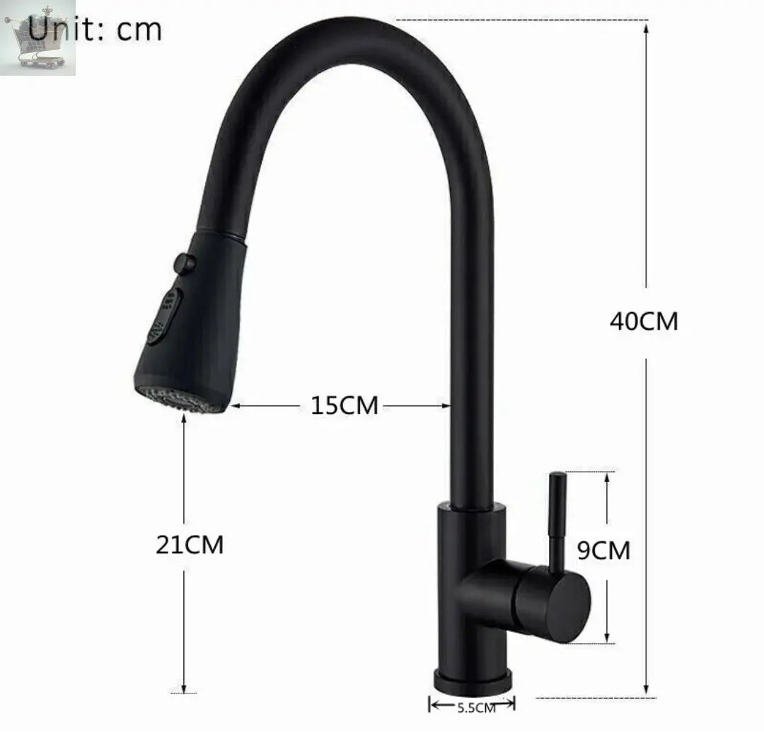 Matt Black Monobloc Kitchen Sink Mixer Tap with Pull Out Hose Spray Single Lever Gearcourt