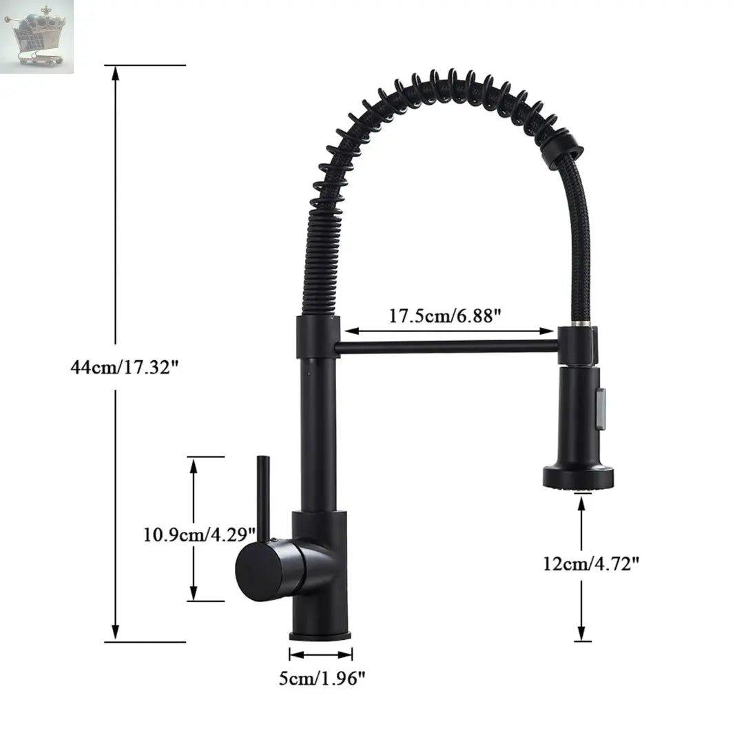 Matt Black Monobloc Kitchen Sink Mixer Tap with Pull Out Hose Spray Single Lever Royalcart