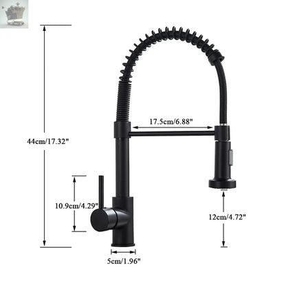 Matt Black Monobloc Kitchen Sink Mixer Tap with Pull Out Hose Spray Single Lever Royalcart