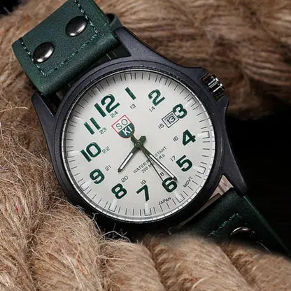 Men’s Military Leather Date Quartz Analog Army Casual Dress Wrist Watches UK - Royalcart