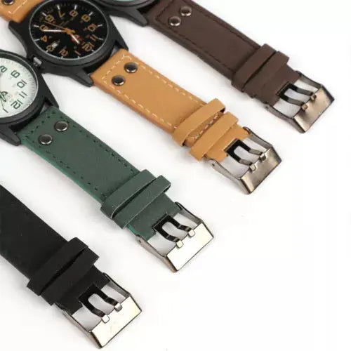 Men’s Military Leather Date Quartz Analog Army Casual Dress Wrist Watches UK - Royalcart