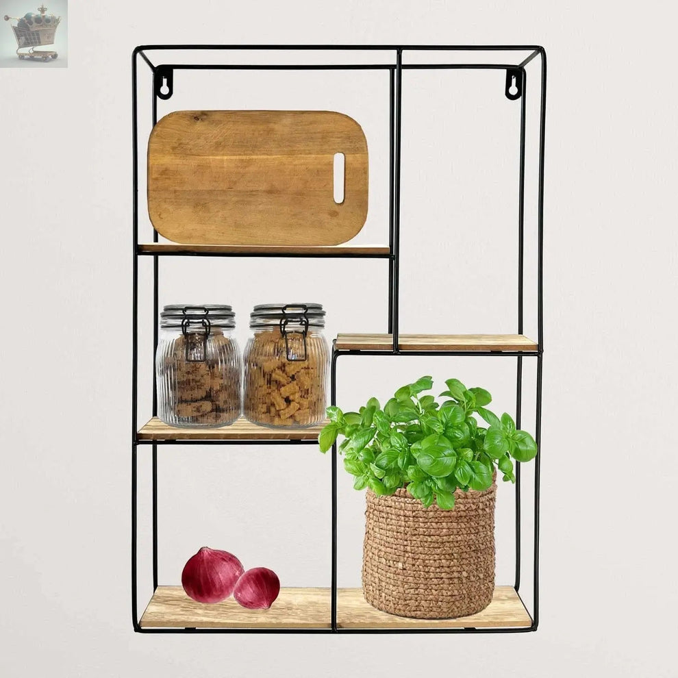 Metal Wall Mounted Multi Shelf Storage Organiser Unit Display Rack ...