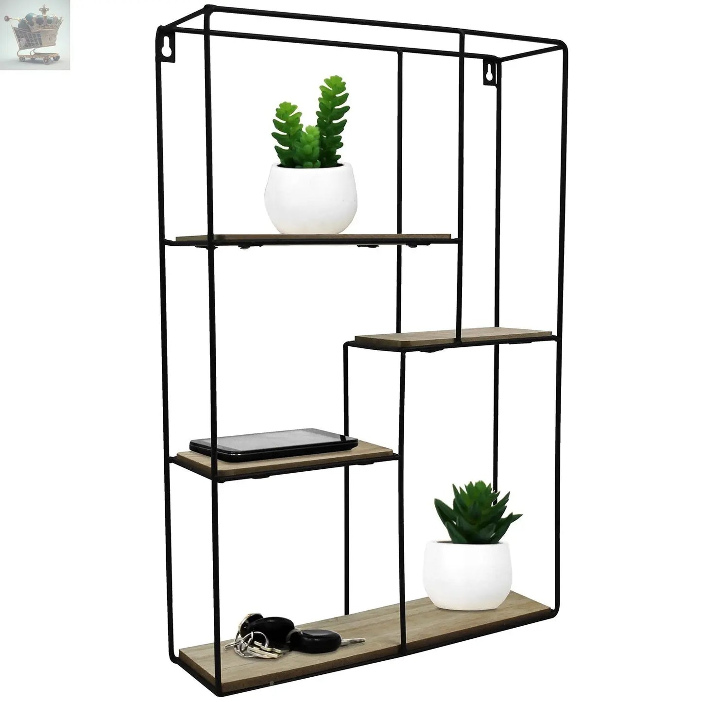 Metal Wall Mounted Multi Shelf Storage Organiser Unit Display Rack Royalcart