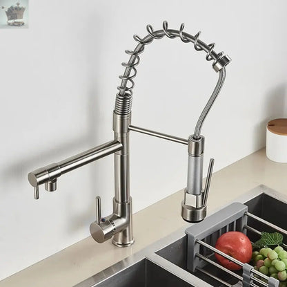 Modern LED Mono Kitchen Sink Mixer Taps Pull Out Twin Dual Spout Spray Single Lever Royalcart