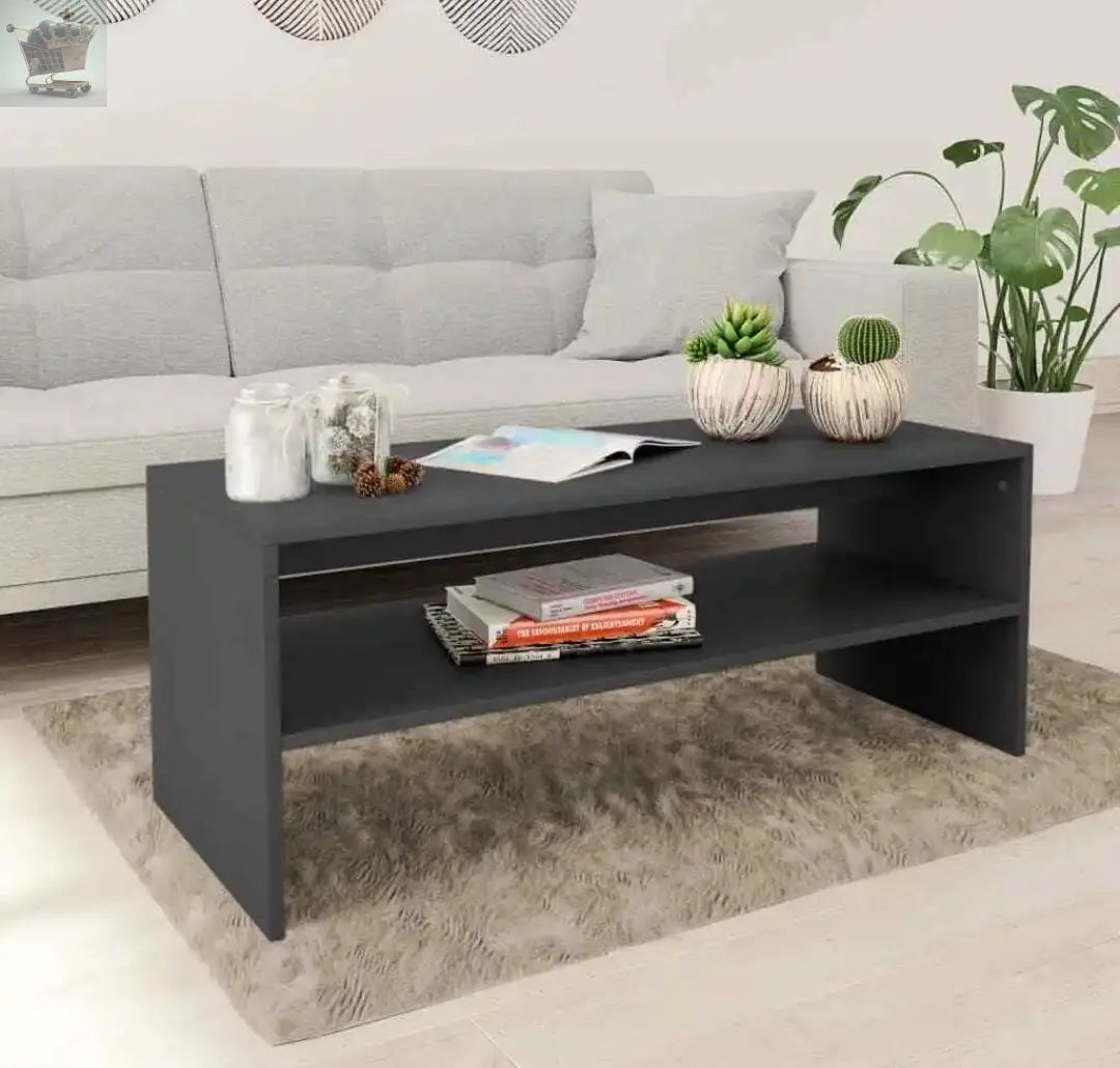 Modern Wooden Rectangular Wide Living Room Coffee Table With Storage Shelf Wood Royalcart