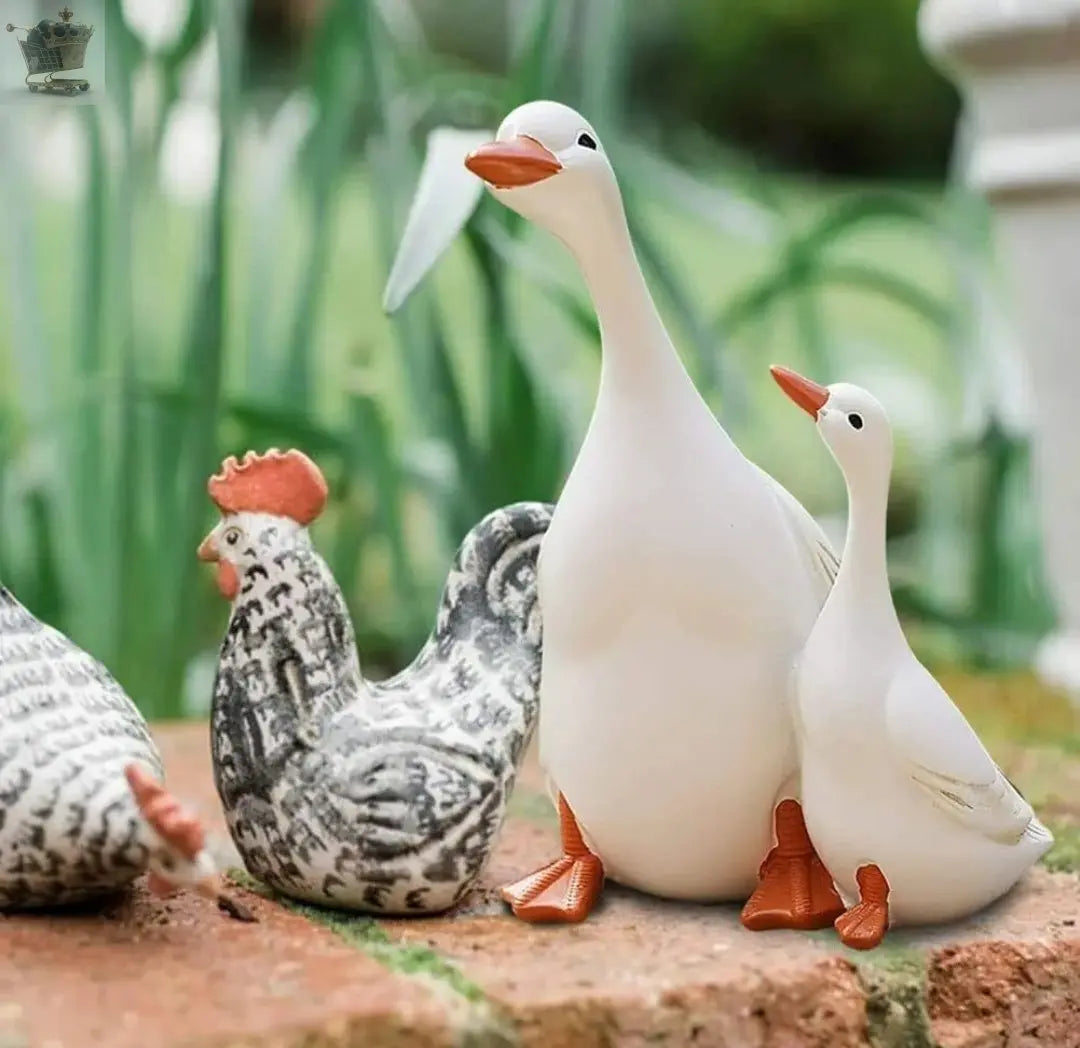 Mother & Son Ducks Garden Ornament Statue Home Patio Lawn Bird Bath Art Decor UK Royalcart