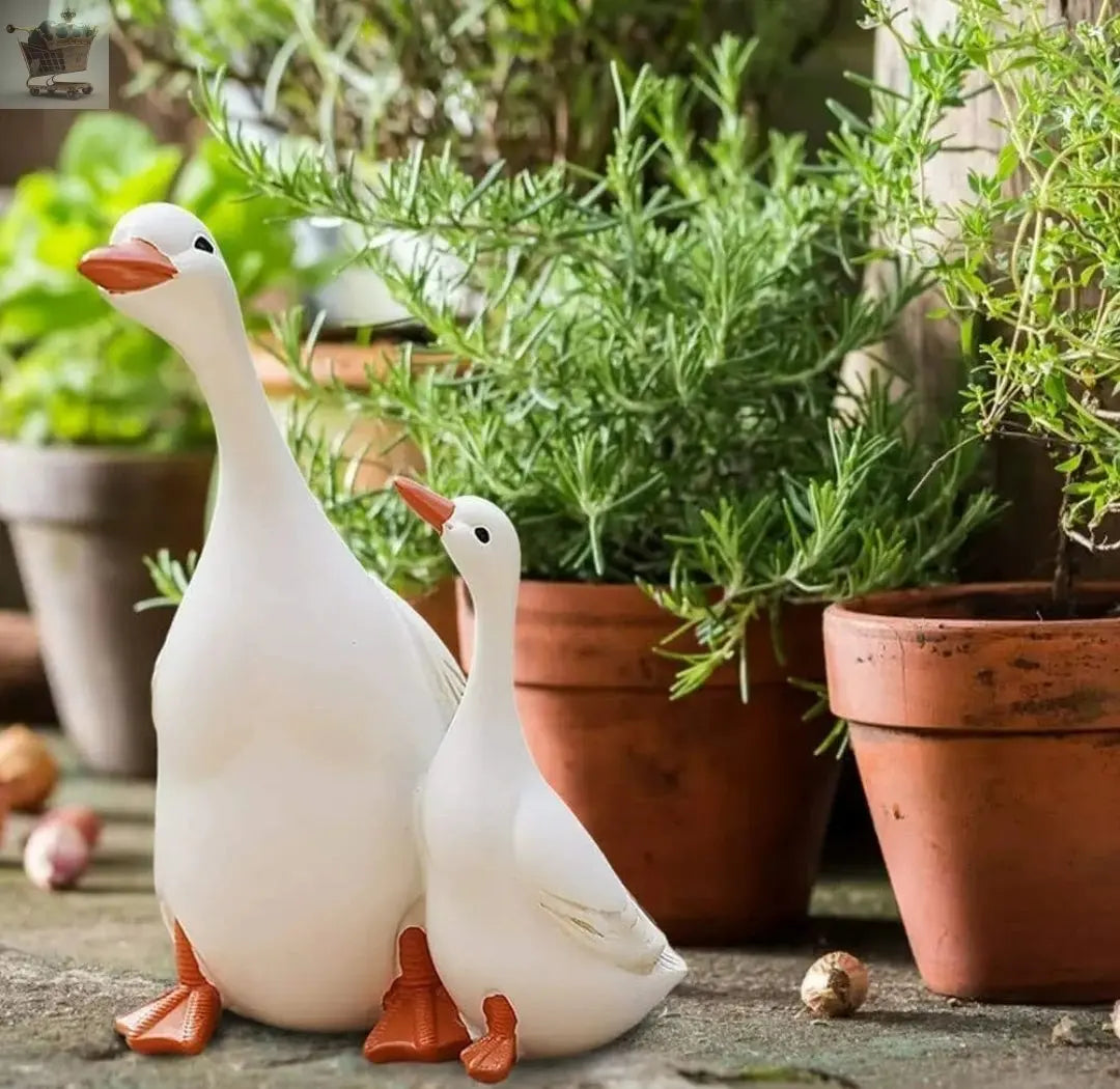 Mother & Son Ducks Garden Ornament Statue Home Patio Lawn Bird Bath Art Decor UK Royalcart