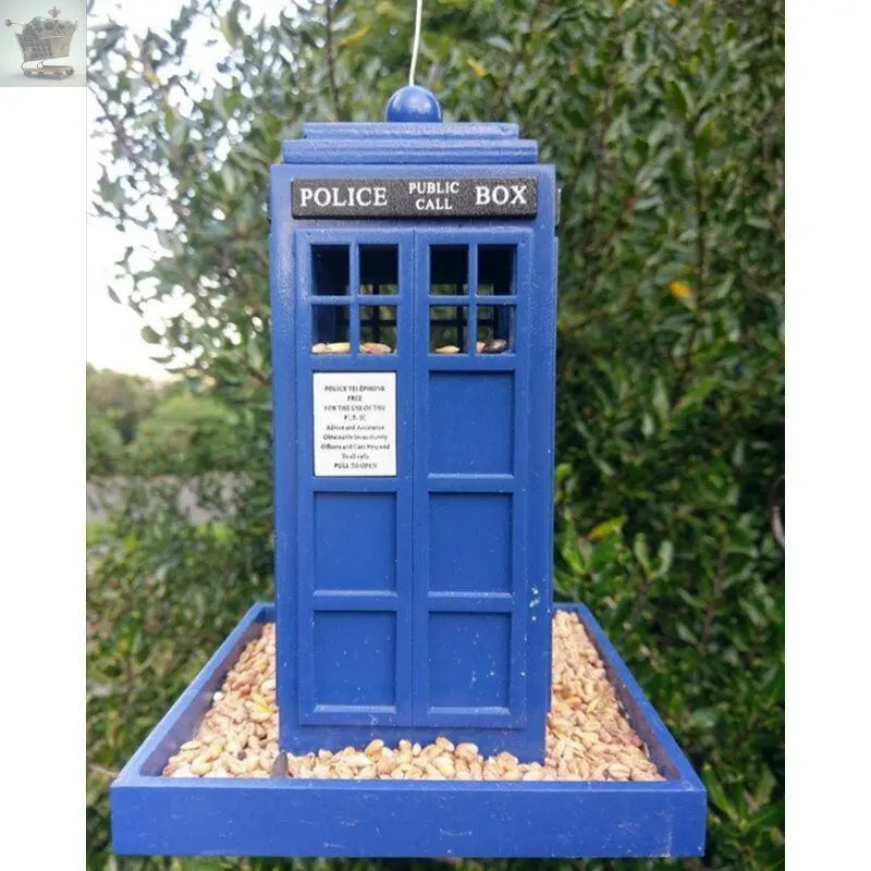 NEW TRADITIONAL BIRD FEEDING FEEDER FEED STATION BLUE TELEPHONE BOX Royalcart