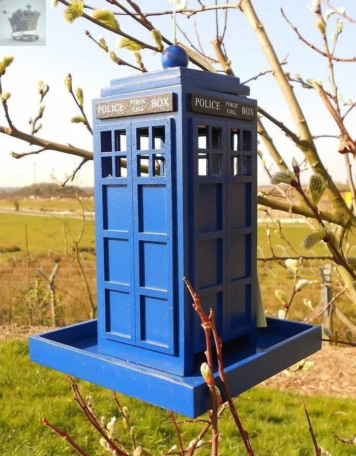 NEW TRADITIONAL BIRD FEEDING FEEDER FEED STATION BLUE TELEPHONE BOX Royalcart