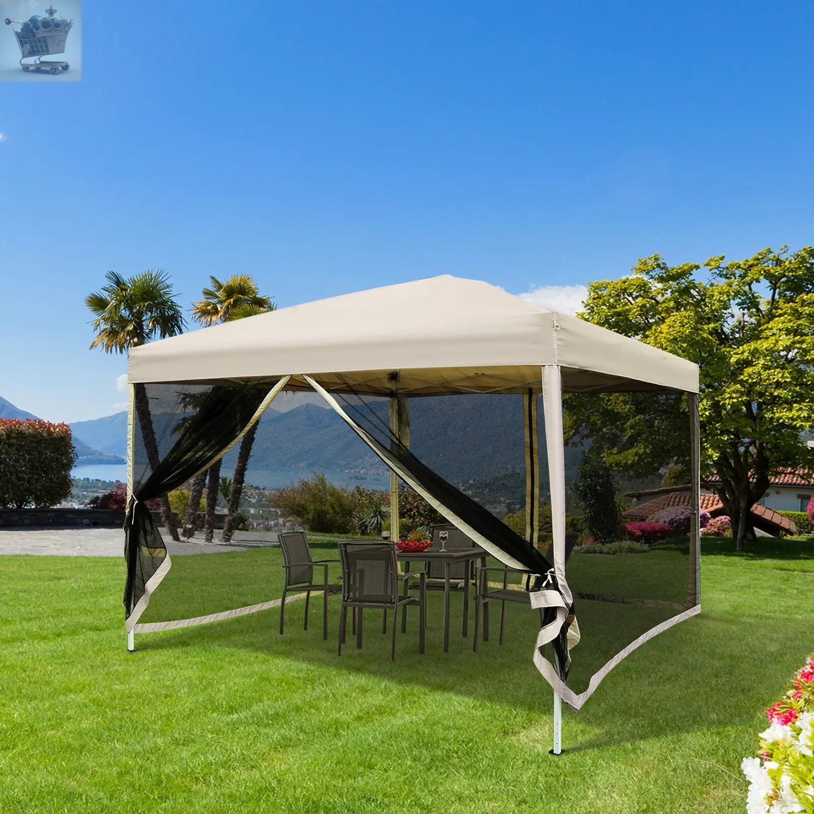 3 x 3m Gazebo Canopy Pop Up Tent Outdoor Garden Party Wedding Shade w/ Netting - Royalcart