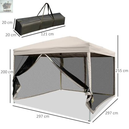 3 x 3m Gazebo Canopy Pop Up Tent Outdoor Garden Party Wedding Shade w/ Netting - Royalcart