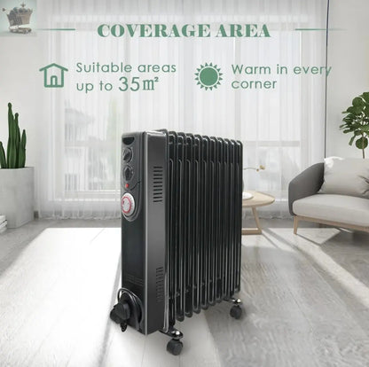 Oil Filled Radiator Portable Electric Heater Thermostat 6 7 9 11 Fin White Black Royalcart