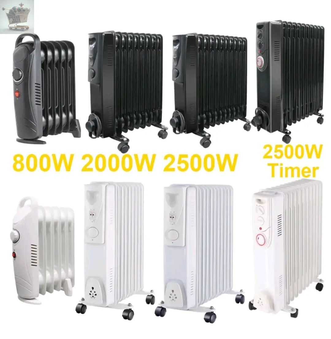 Oil Filled Radiator Portable Electric Heater Thermostat 6 7 9 11 Fin White Black Royalcart