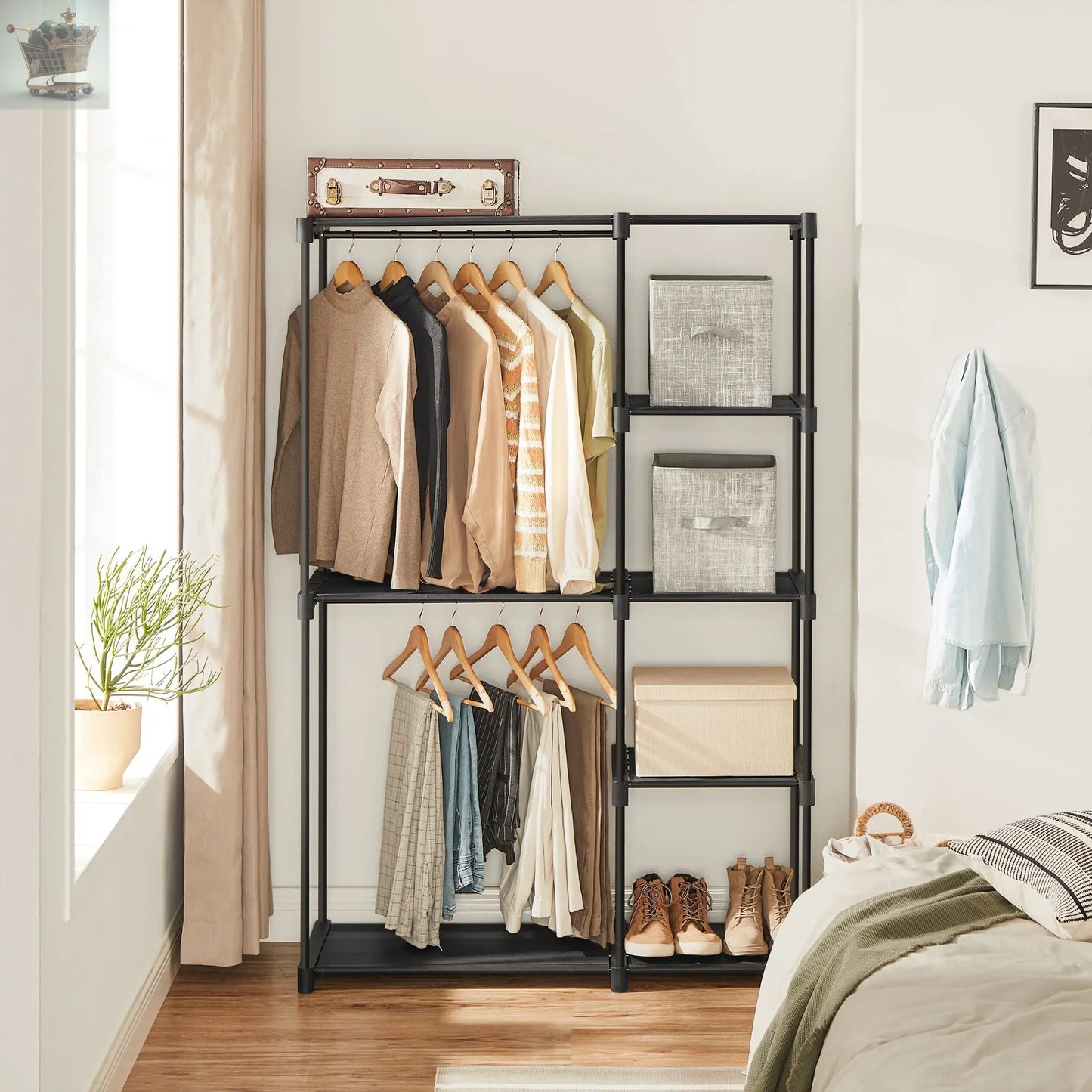 Open Wardrobe, Freestanding Wardrobe Vertical Shelf, Coat Rack with Clothes Racks, Dressing Room 43 x 112 x 165 cm - Royalcart